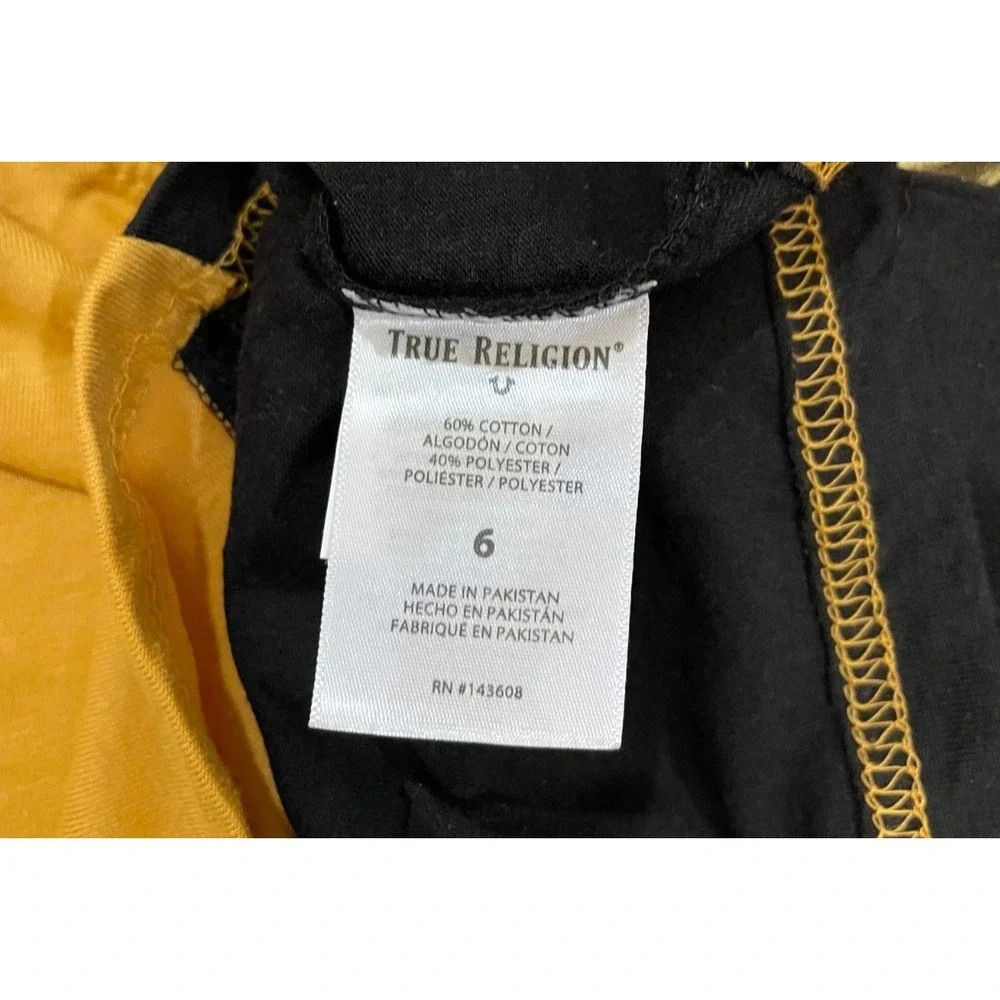 NWT True Religion Boys Size 6 Black Gold Colorblock Metallic Logo T-Shirt